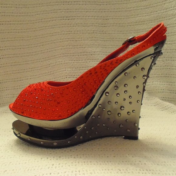 Women's Katja Style Slingback Rhinestone Wedges - Picture 6 of 6